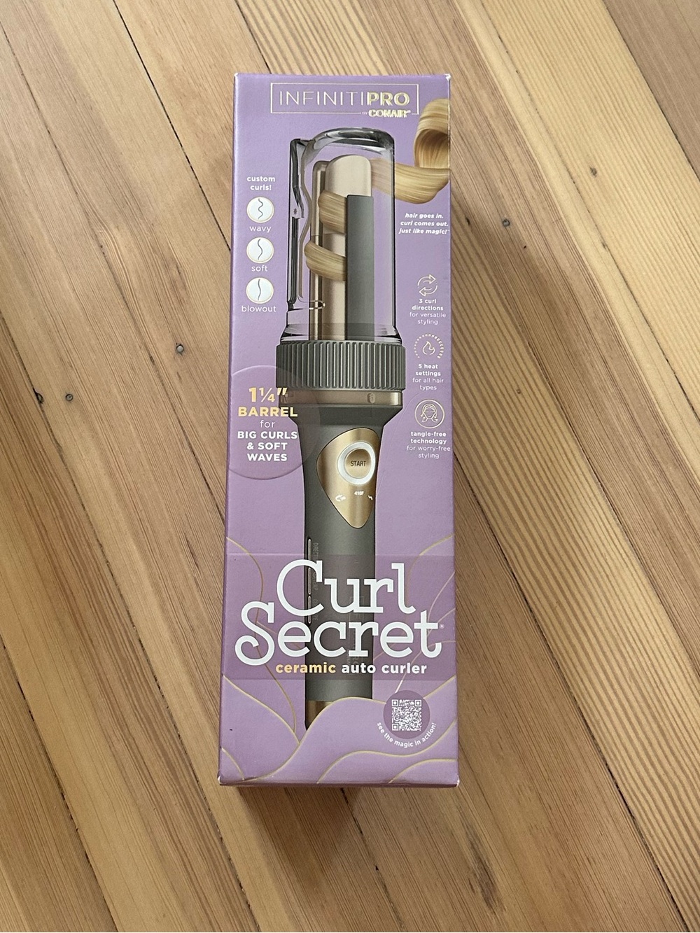 NIB Curl Secret Ceramic Auto Curler - Gold and Purple